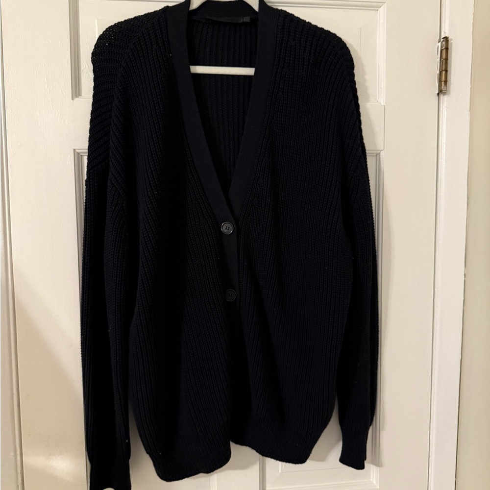 Jenni Kayne Black Cotton Cocoon Cardigan Sweater